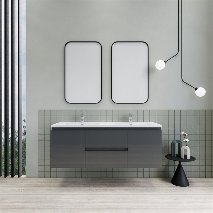 Magpie Floating Vanity in High Gloss Gray (24-84 inches)