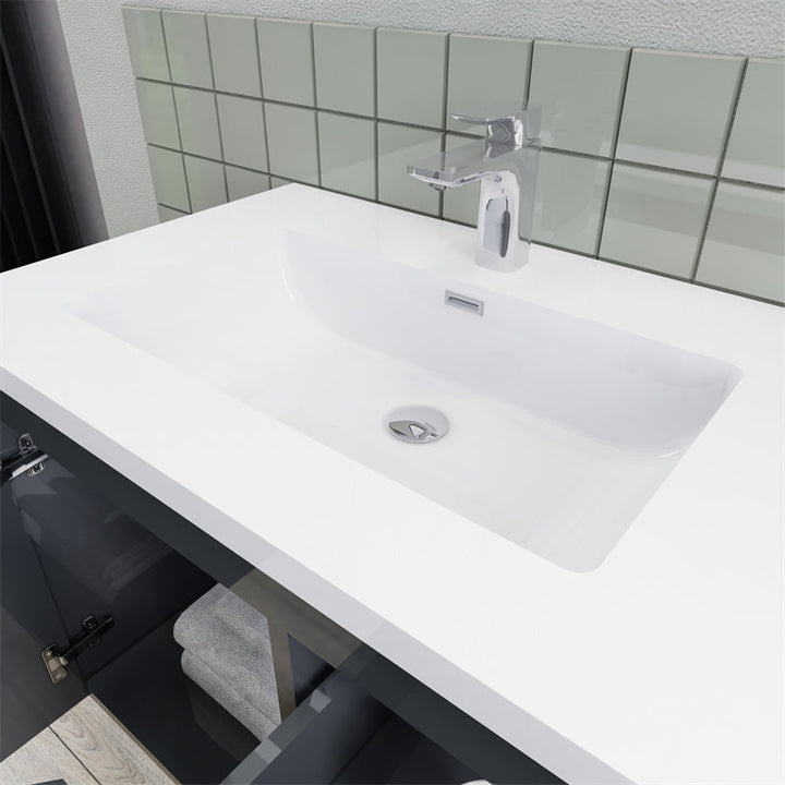 Magpie Floating Vanity in High Gloss Gray (24-84 inches)