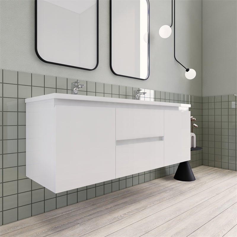 Magpie Floating Vanity in High Gloss White (24-84 inches)