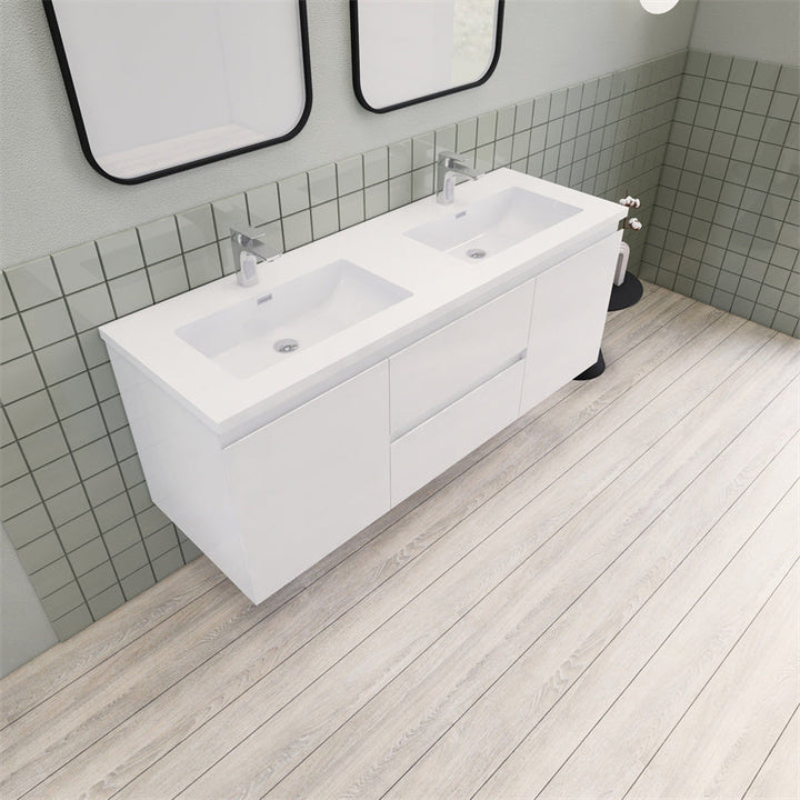 Magpie Floating Vanity in High Gloss White (24-84 inches)