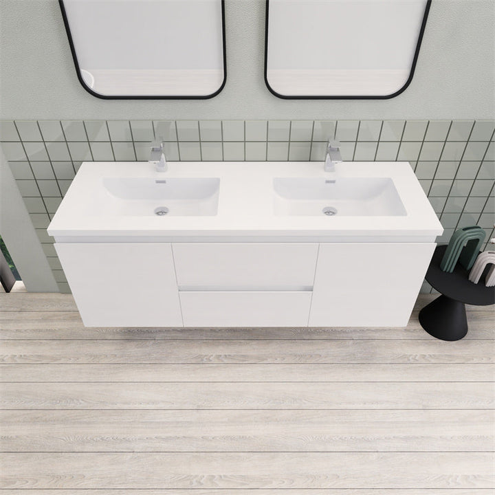 Magpie Floating Vanity in High Gloss White (24-84 inches)