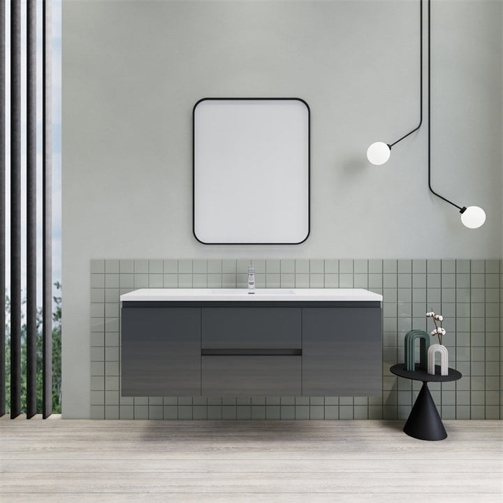 Magpie Floating Vanity in High Gloss Gray (24-84 inches)