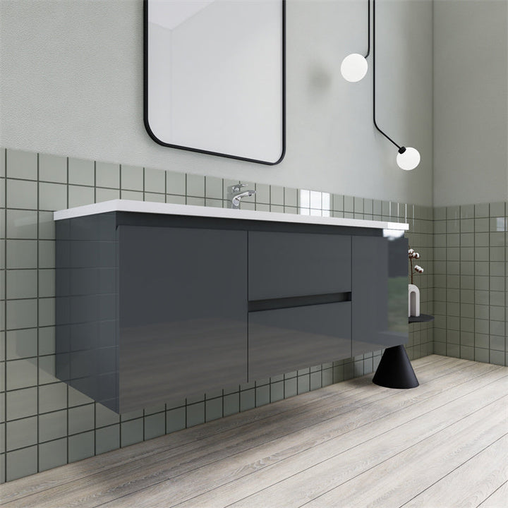 Magpie Floating Vanity in High Gloss Gray (24-84 inches)