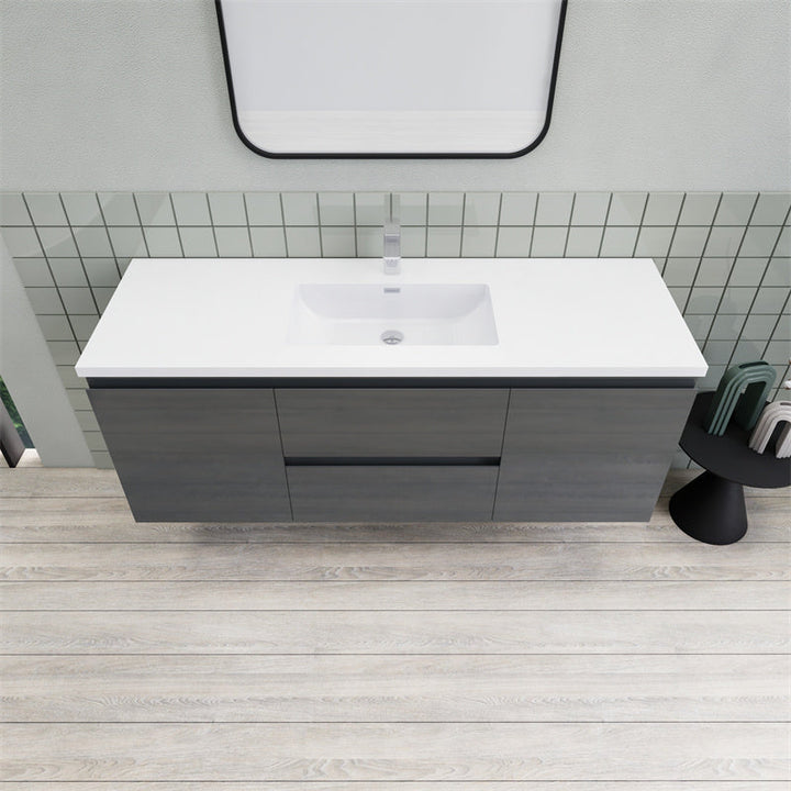 Magpie Floating Vanity in High Gloss Gray (24-84 inches)