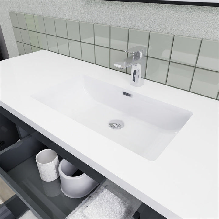 Magpie Floating Vanity in High Gloss Gray (24-84 inches)