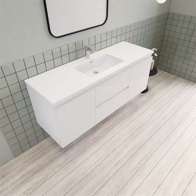 Magpie Floating Vanity in High Gloss White (24-84 inches)