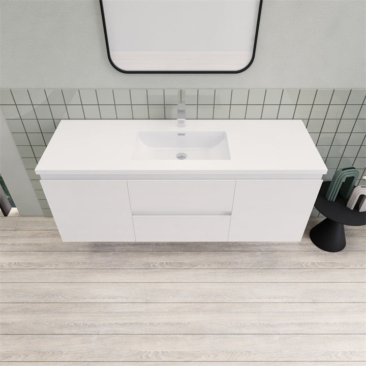Magpie Floating Vanity in High Gloss White (24-84 inches)