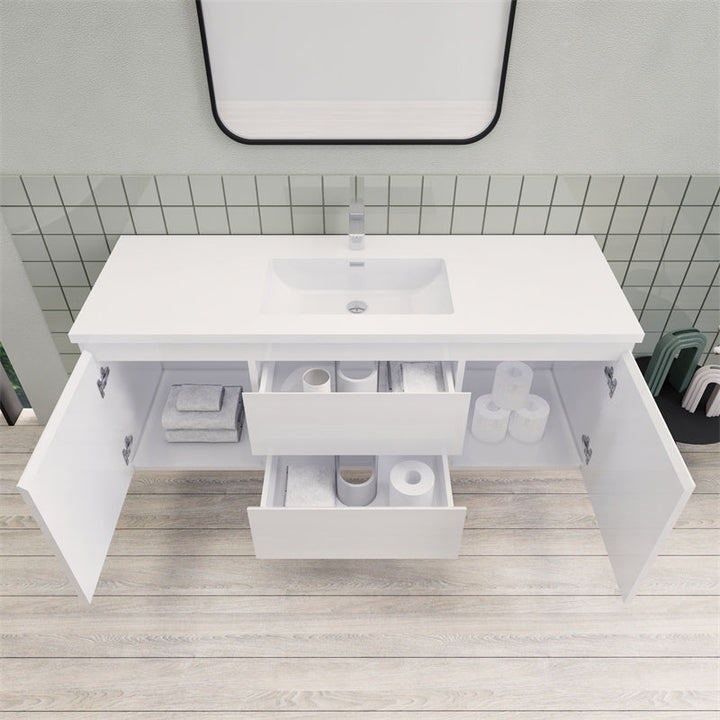 Magpie Floating Vanity in High Gloss White (24-84 inches)