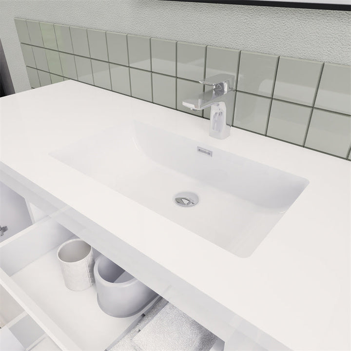 Magpie Floating Vanity in High Gloss White (24-84 inches)