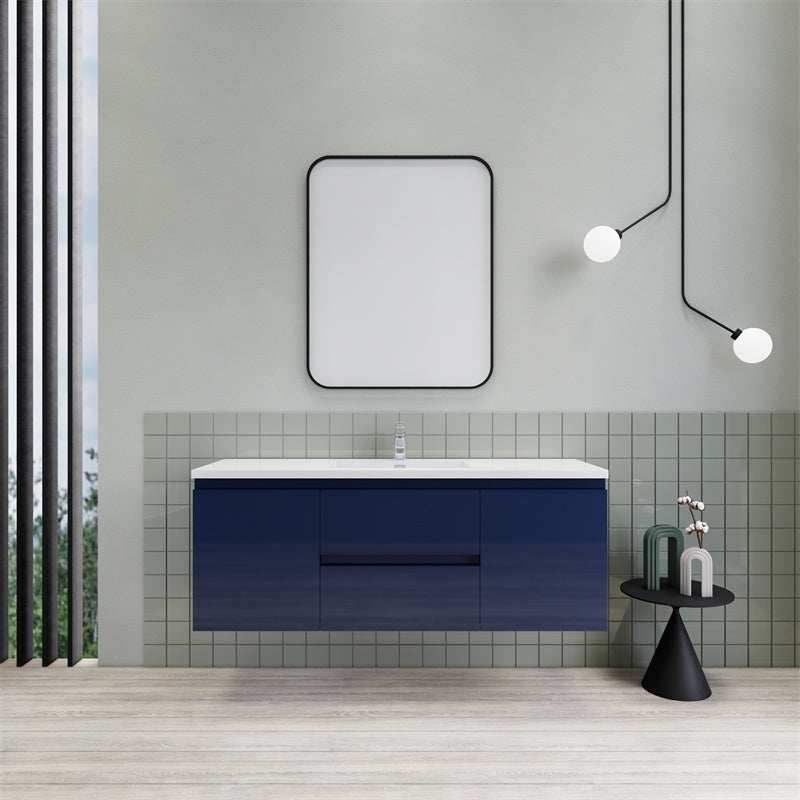 Magpie Floating Vanity in High Gloss Blue (24-84 inches)