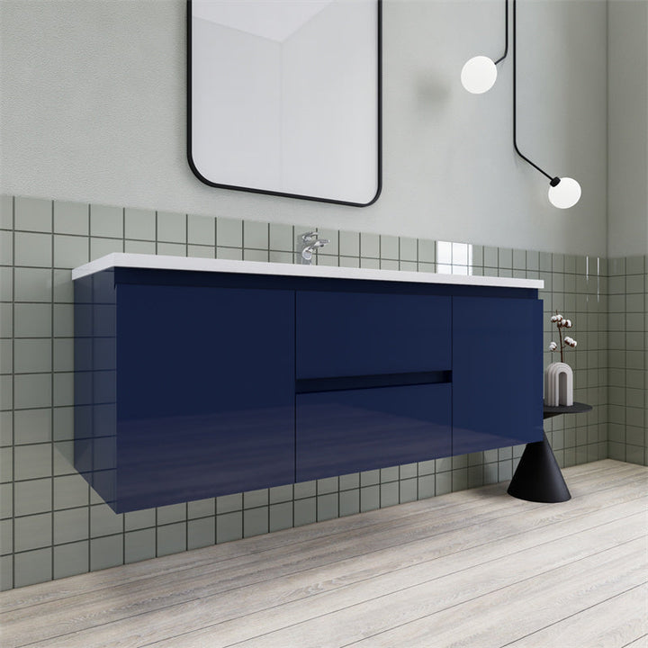 Magpie Floating Vanity in High Gloss Blue (24-84 inches)