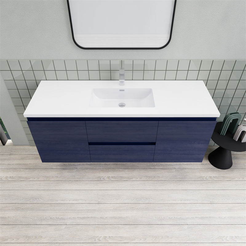 Magpie Floating Vanity in High Gloss Blue (24-84 inches)