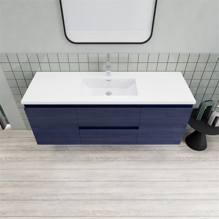 Magpie Floating Vanity in High Gloss Blue (24-84 inches)