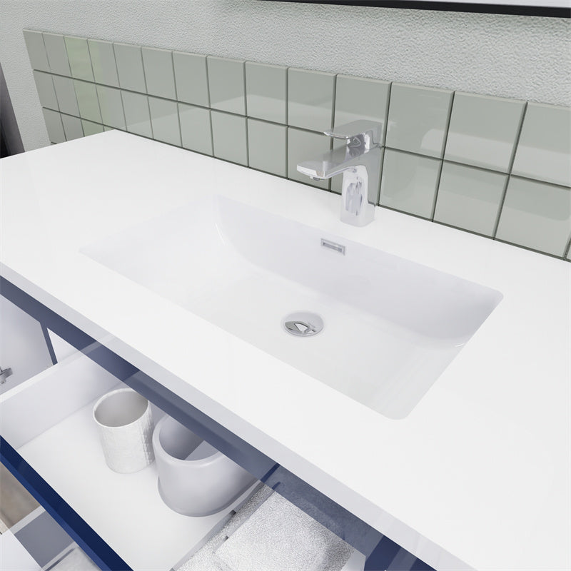 Magpie Floating Vanity in High Gloss Blue (24-84 inches)