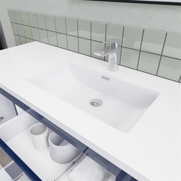 Magpie Floating Vanity in High Gloss Blue (24-84 inches)