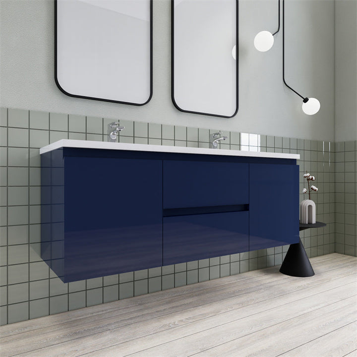 Magpie Floating Vanity in High Gloss Blue (24-84 inches)