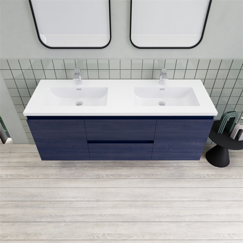 Magpie Floating Vanity in High Gloss Blue (24-84 inches)