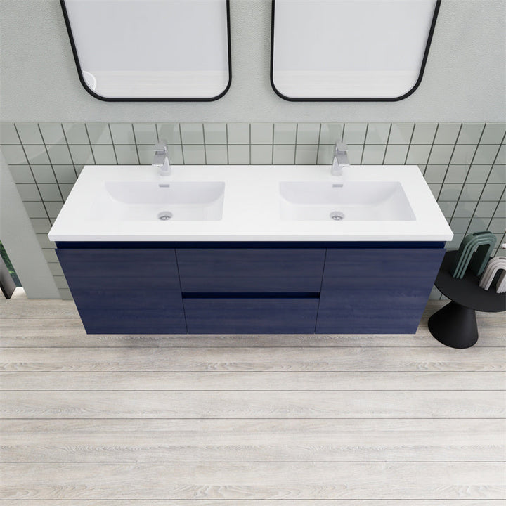 Magpie Floating Vanity in High Gloss Blue (24-84 inches)