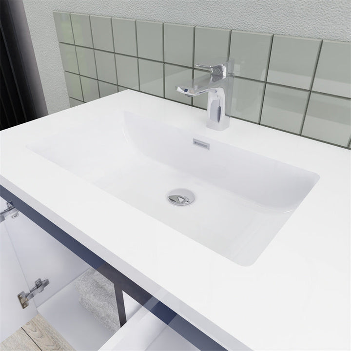 Magpie Floating Vanity in High Gloss Blue (24-84 inches)