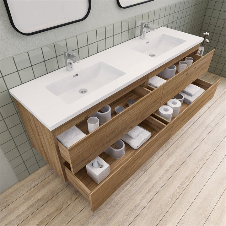 Magpie Floating Vanity in Natural Oak (24-84 inches)