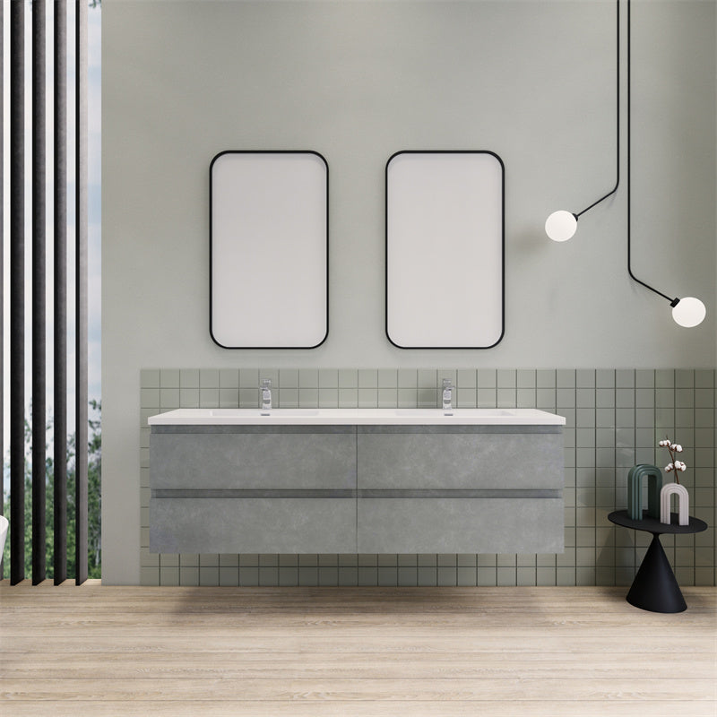 72" Double Sink Magpie Floating Vanity in Cement Gray