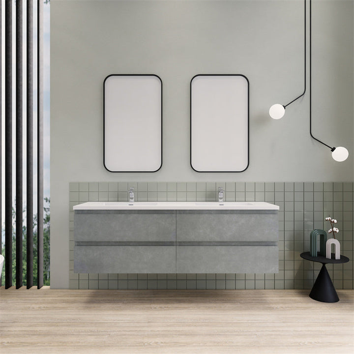 72" Double Sink Magpie Floating Vanity in Cement Gray