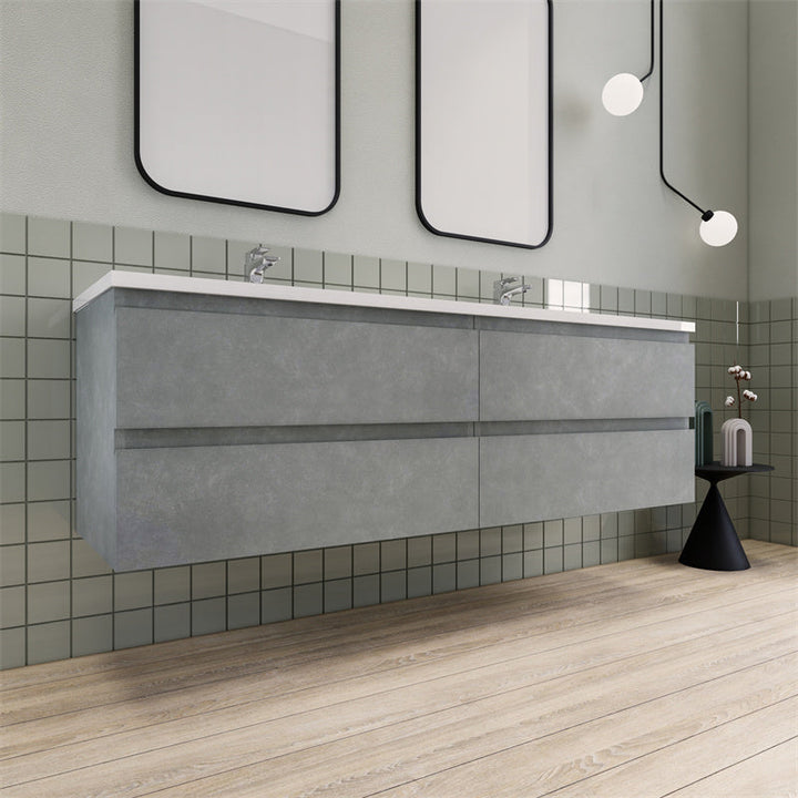72" Double Sink Magpie Floating Vanity in Cement Gray