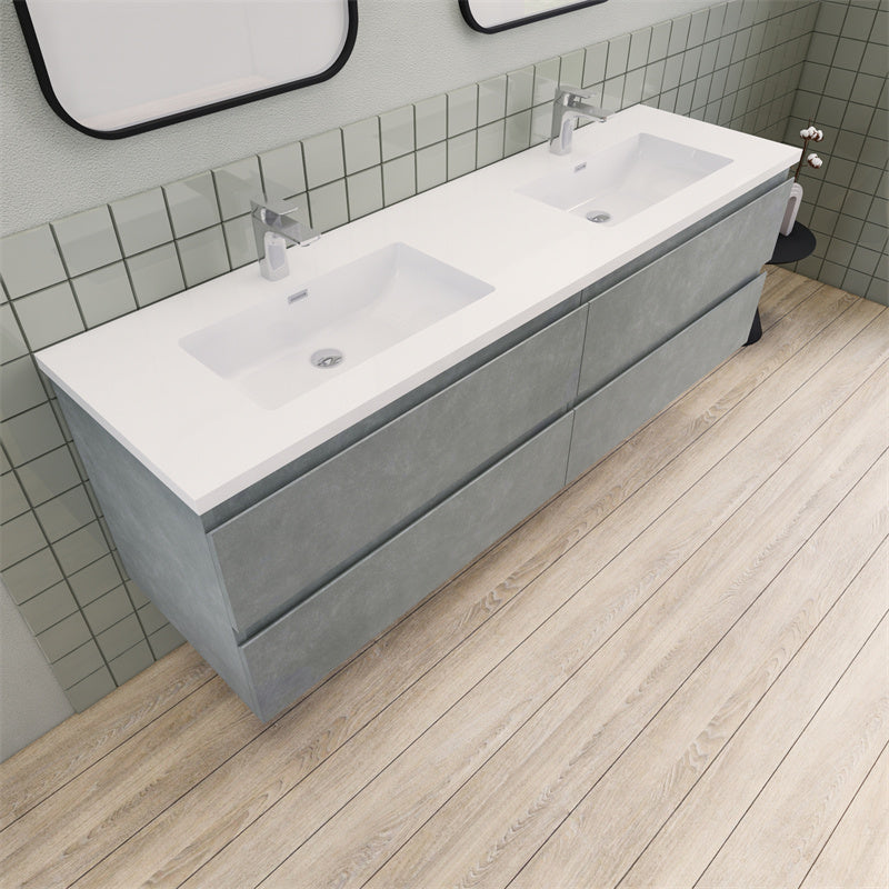 72" Double Sink Magpie Floating Vanity in Cement Gray
