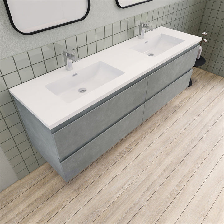 72" Double Sink Magpie Floating Vanity in Cement Gray
