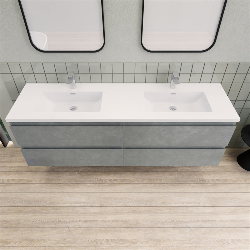 72" Double Sink Magpie Floating Vanity in Cement Gray