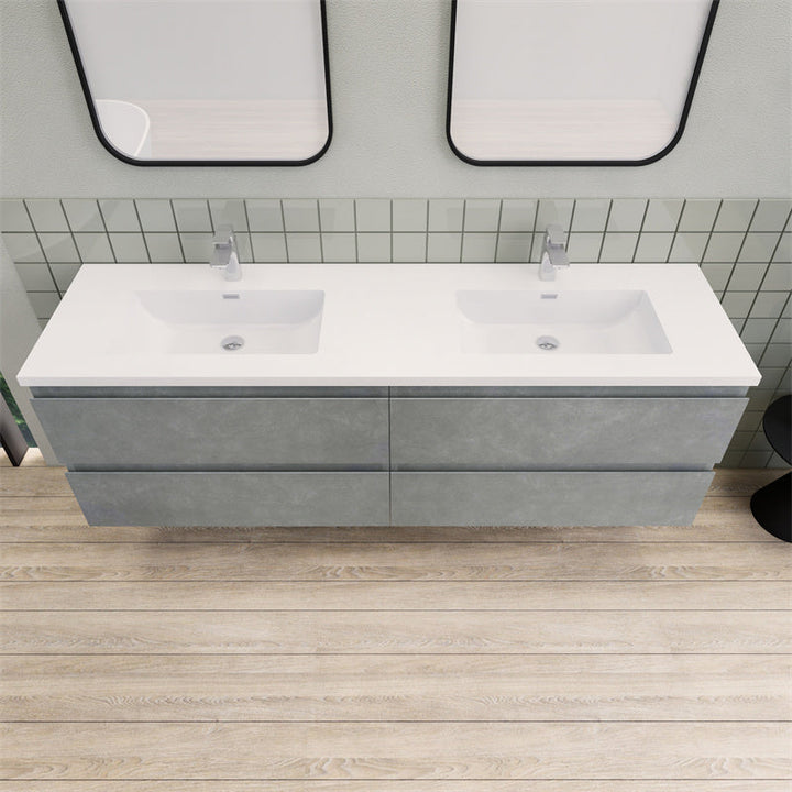 72" Double Sink Magpie Floating Vanity in Cement Gray