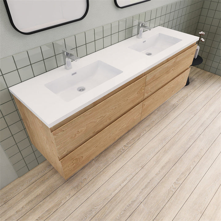 Magpie Floating Vanity in New England Oak (24-84 inches)
