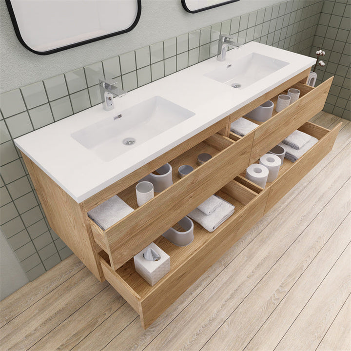 Magpie Floating Vanity in New England Oak (24-84 inches)