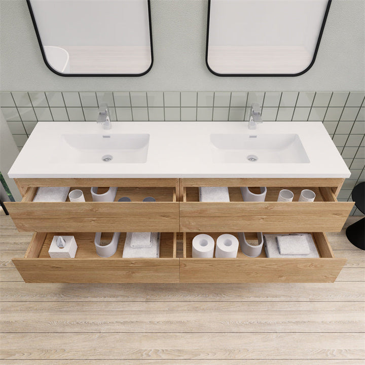 Magpie Floating Vanity in New England Oak (24-84 inches)