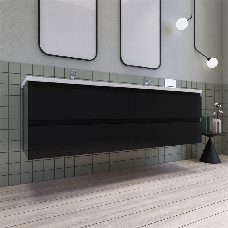 Magpie Floating Vanity in Glossy Black (24-84 inches)