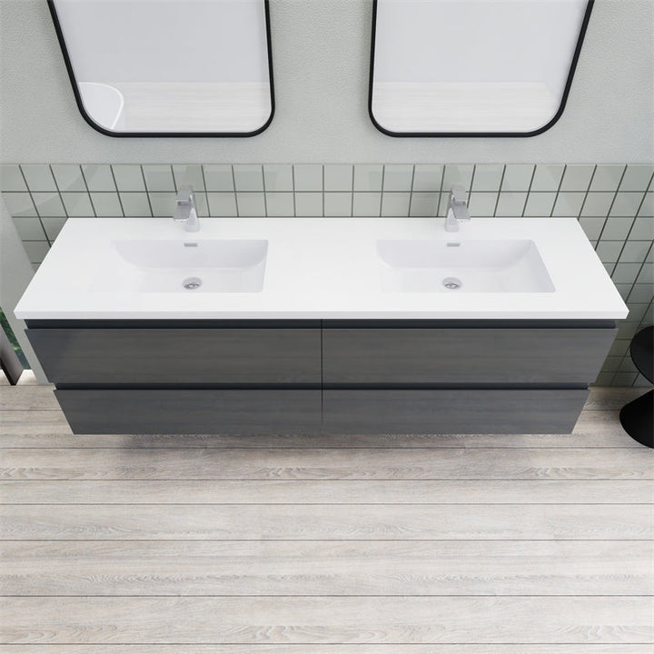 Magpie Floating Vanity in High Gloss Gray (24-84 inches)