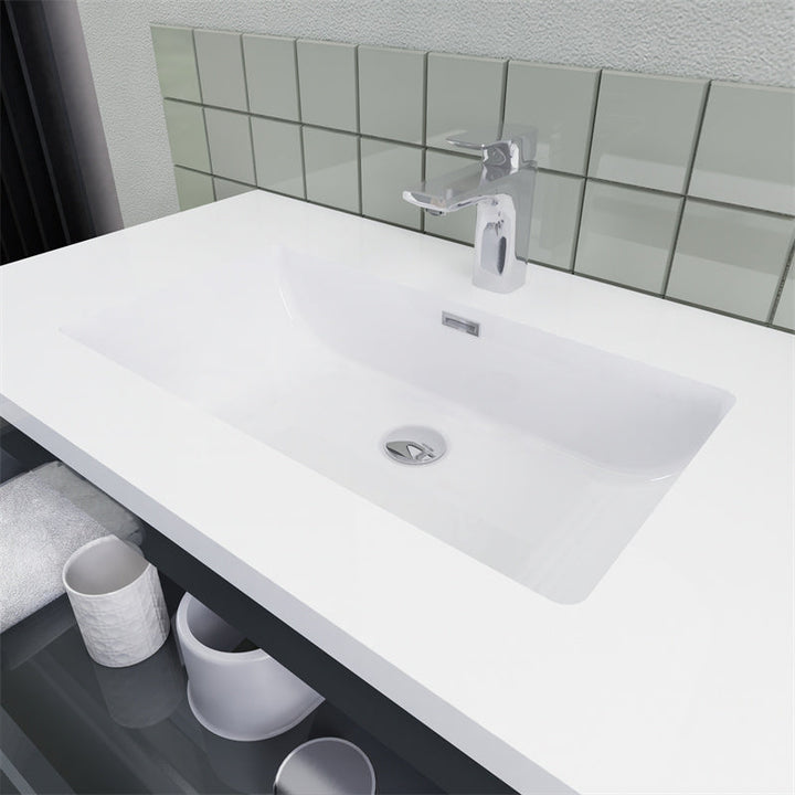 Magpie Floating Vanity in High Gloss Gray (24-84 inches)