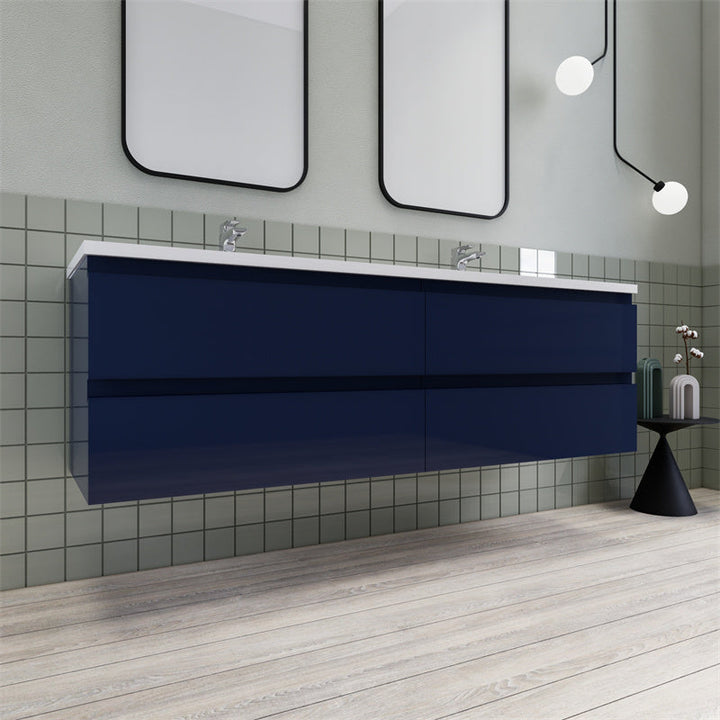 Magpie Floating Vanity in High Gloss Blue (24-84 inches)