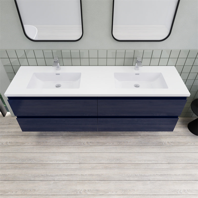 Magpie Floating Vanity in High Gloss Blue (24-84 inches)