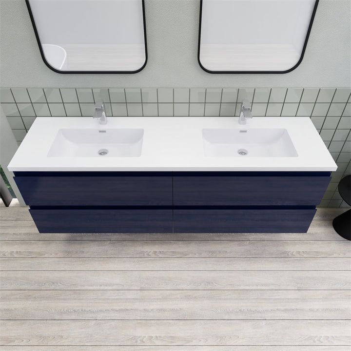 Magpie Floating Vanity in High Gloss Blue (24-84 inches)