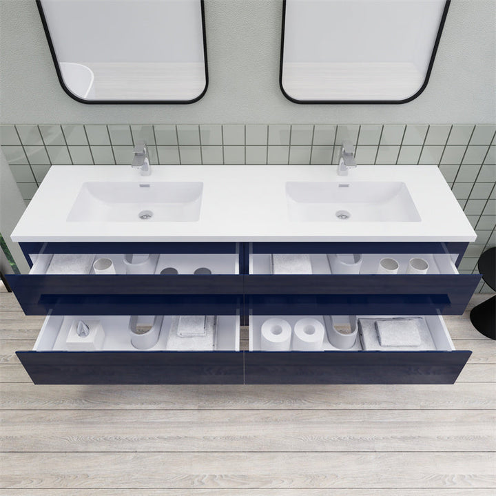 Magpie Floating Vanity in High Gloss Blue (24-84 inches)