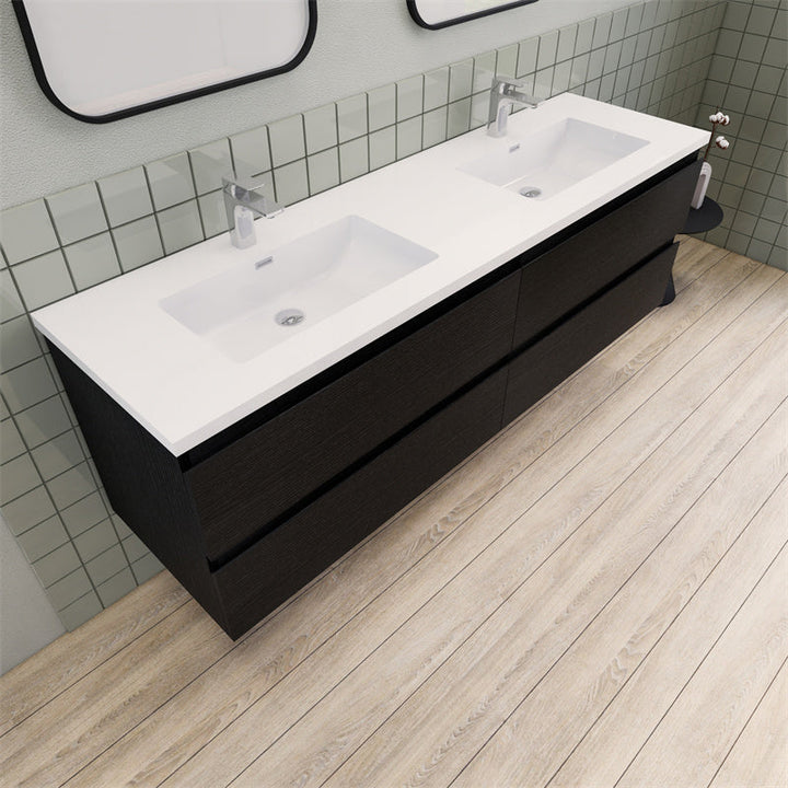 Magpie Floating Vanity in Rich Black Oak (24-84 inches)
