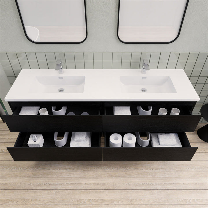 Magpie Floating Vanity in Rich Black Oak (24-84 inches)