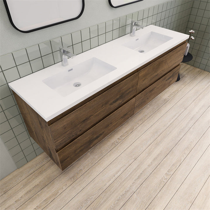 Magpie Floating Vanity in Rose Wood (24-84 inches)