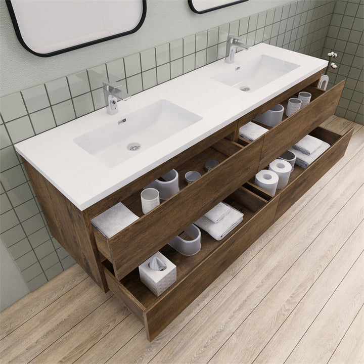 Magpie Floating Vanity in Rose Wood (24-84 inches)