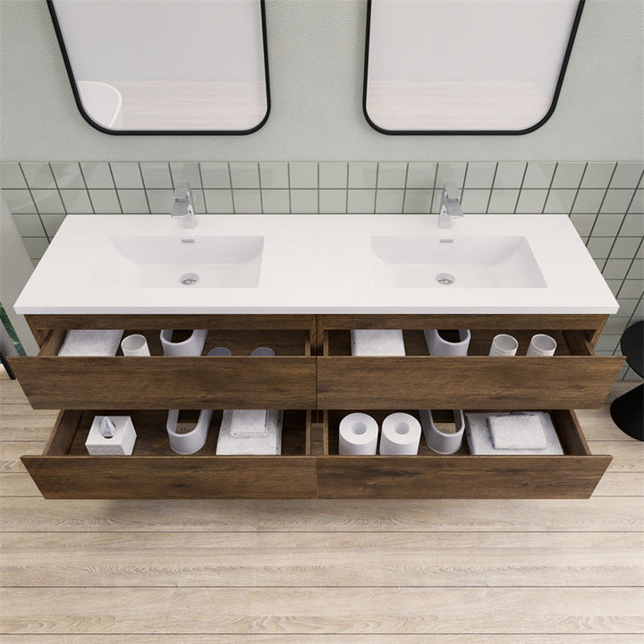 Magpie Floating Vanity in Rose Wood (24-84 inches)