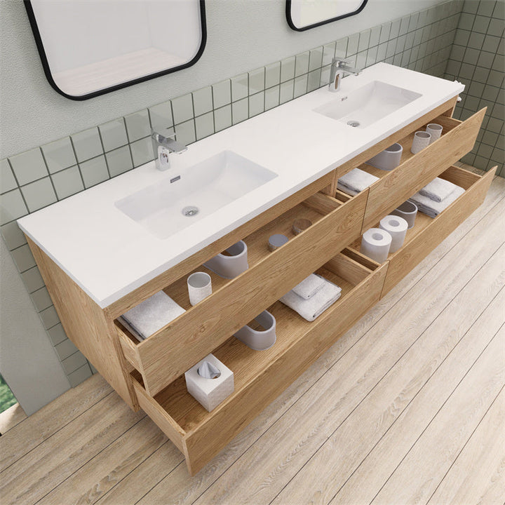 Magpie Floating Vanity in New England Oak (24-84 inches)