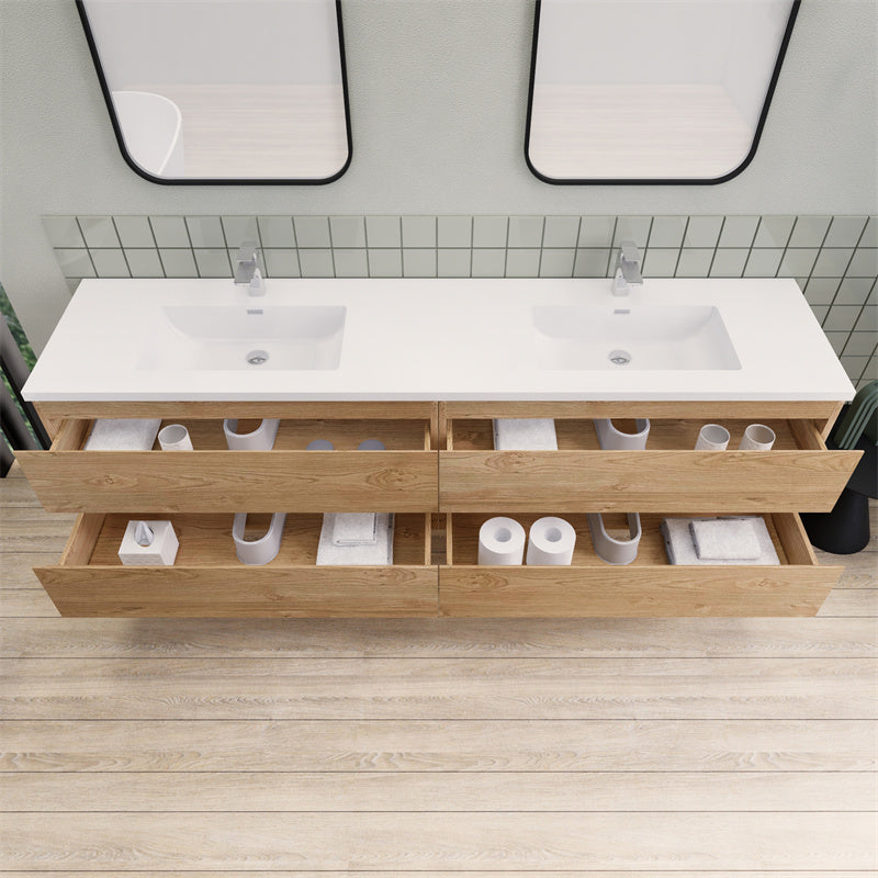 Magpie Floating Vanity in New England Oak (24-84 inches)