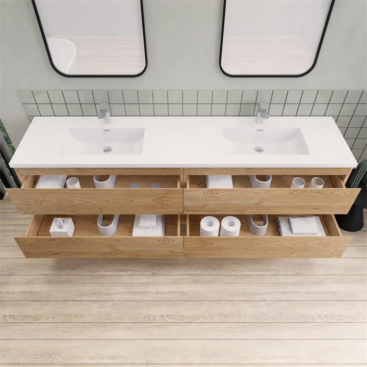 Magpie Floating Vanity in New England Oak (24-84 inches)