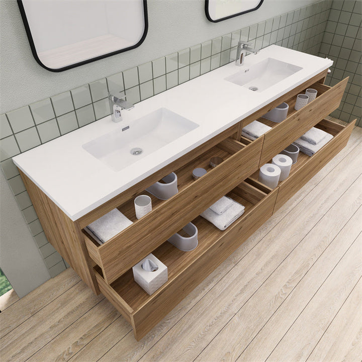 Magpie Floating Vanity in Natural Oak (24-84 inches)
